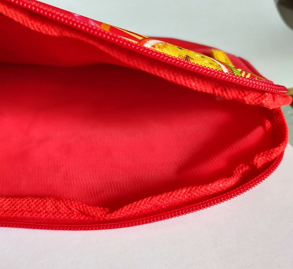 Estuche con cremallera para maquillaje cosmético artículos de tocador forrado en rojo 10" x 7" nuevo sin etiquetas Foto 4 de 4