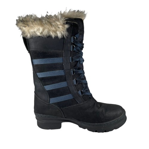 Keen Women's Black Leather Blue 200 Gram Insulated Winter Boots Size US 5.5 Logo - Picture 4 of 11