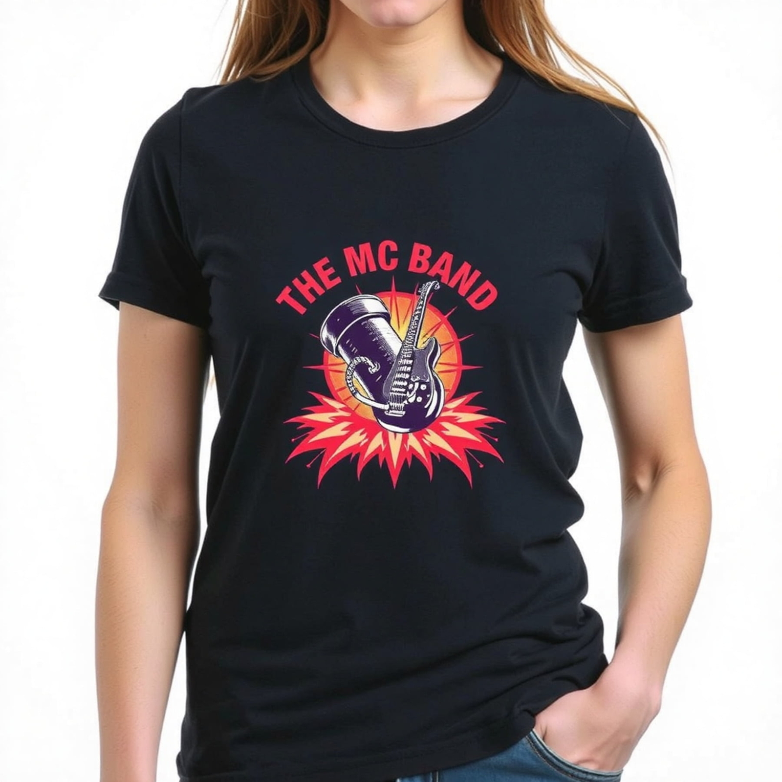 THE MC BAND Graphic T-Shirt - Bold Cartoon Guitar s