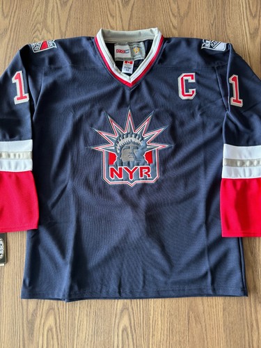 Mark Messier New York Rangers Blue Statue of Liberty Throwback CCM NHL Jersey LG - Picture 5 of 14