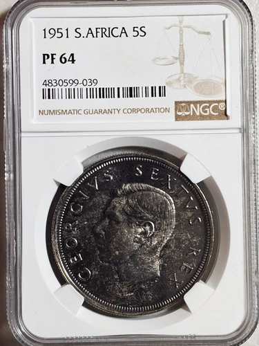 South Africa 5 Shillings 1951 NGC PF 64
