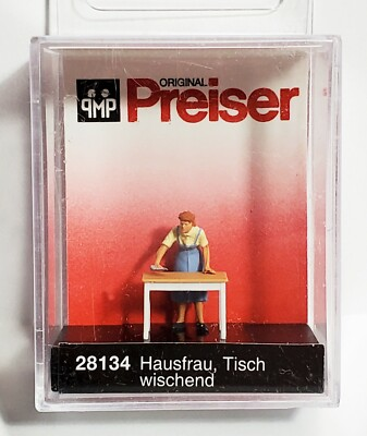 #ad Preiser H0 28134 Housewife cleaning the Table Hand Painted 1:87 Figure 3 4quot; Tall $5.99