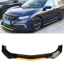 For Honda Accord Civic Fit Front Bumper Lip Spoiler Splitter Glossy Black Yellow