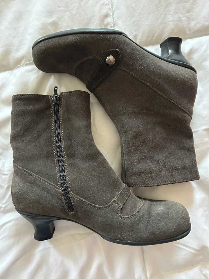 La Canadienne Botines Mujer 7M Impermeables Marrón Gamuza Cuero Cremallera Botín Foto 2 de 4