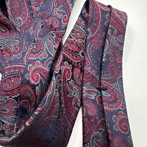 Brooks Brothers Men’s Silk Necktie XL Navy And Red Paisley About 62” - Picture 10 of 17