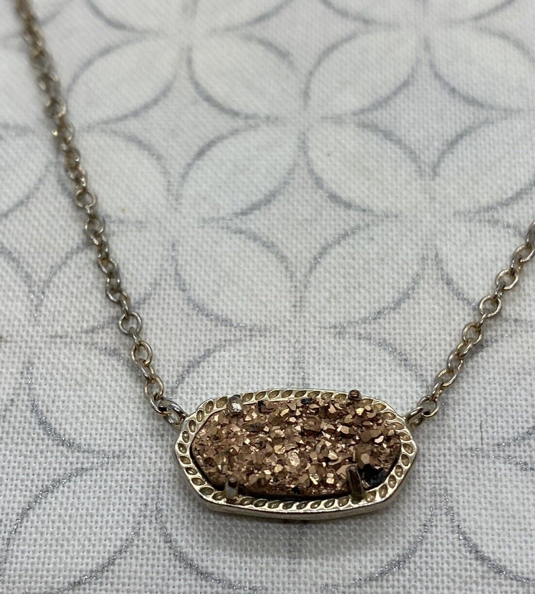 Kendra Scott Elisa Necklace Rose Gold Drusy Gold Tone Chipped Well
