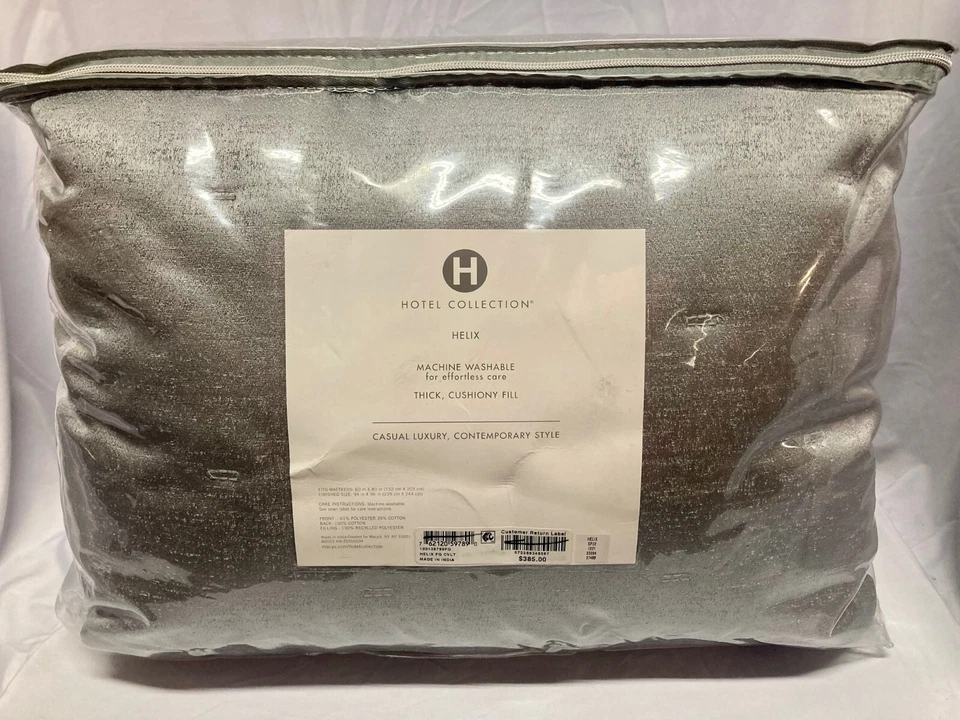 Hotel Collection ~ Helix ~ полный / королева выстеганное покрывало ~ серый новый с Ярлыками! - Изображение 2 из 4