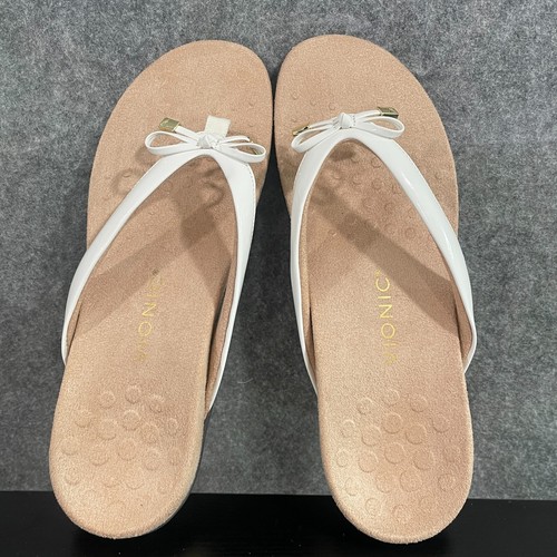 Vionic Bella Sandal Women 9.5 White Bow Orthotic Thong Comfort Slip On Flip Flop - Picture 9 of 14