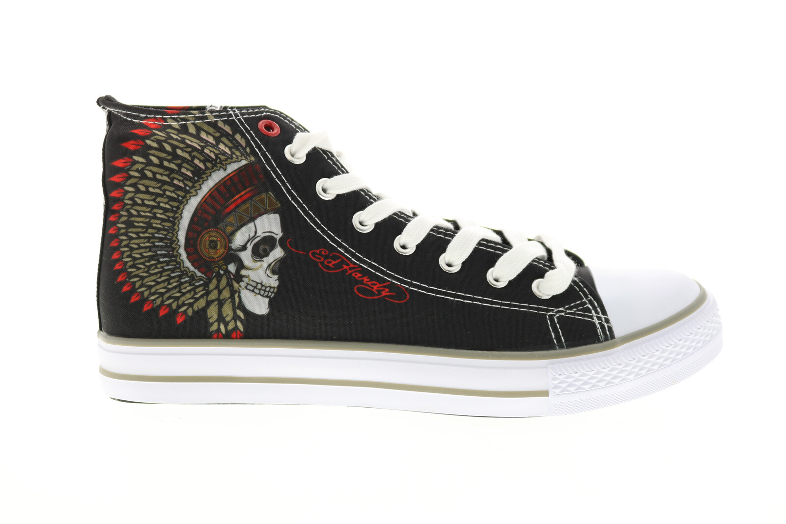 Ed Hardy Skull EH9038H Мужские черные парусиновые кроссовки со шнуровкой в стиле жизни