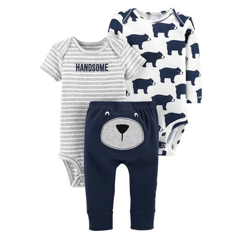 Baby Overall Bär Strampler 3 Teiliges für Herbst und Winter Mädchen Jungen Neu - Bild 1 von 1