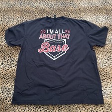 I’m All About That Base T-Shirt sz XL Black Tee Baseball Bass