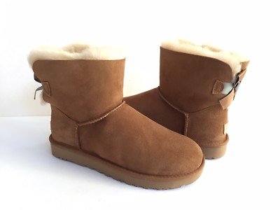 UGG CLASSIC MINI BAILEY BOW II SHIMMER CHESTNUT BOOT US 6 / EU 37