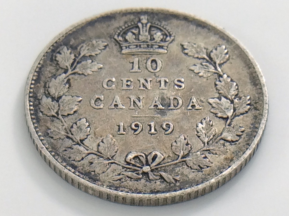 1919 Canada Ten 10 Cent Silver Dime Circulated Canadian George V