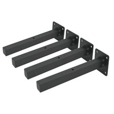 Industrial Black Shelf Brackets 12 Inch L Brackets for Shelves Heavy Duty Flo...