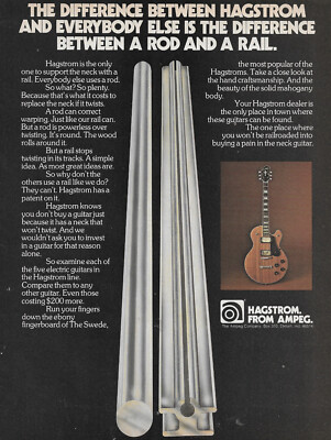 1976 Print Sales AD Advertisement Art Music HAGSTROM Electric Guitar Ampeg 8x10