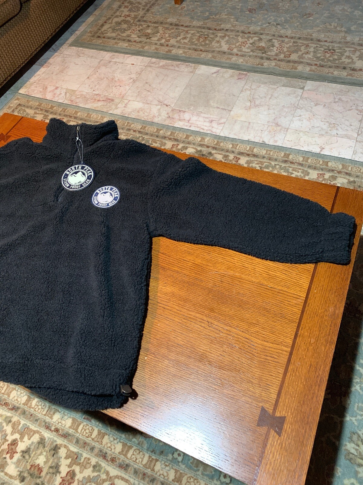 NWT NORTH PEAK Men's Storm Proof Gear 1/4 Zip Polar Fleece, Large Black Vintage