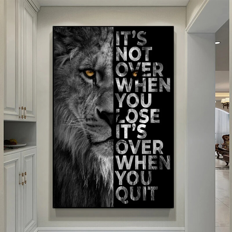 Dark Lion Canvas Painting Poster Motivation quotes Wall Art Prints Decor 20x28'