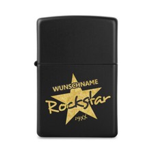 Zippo Zapalniczka burzowa Mosiądz Matowa Czarna Prezent Grawer Indywidualny - Rockstar