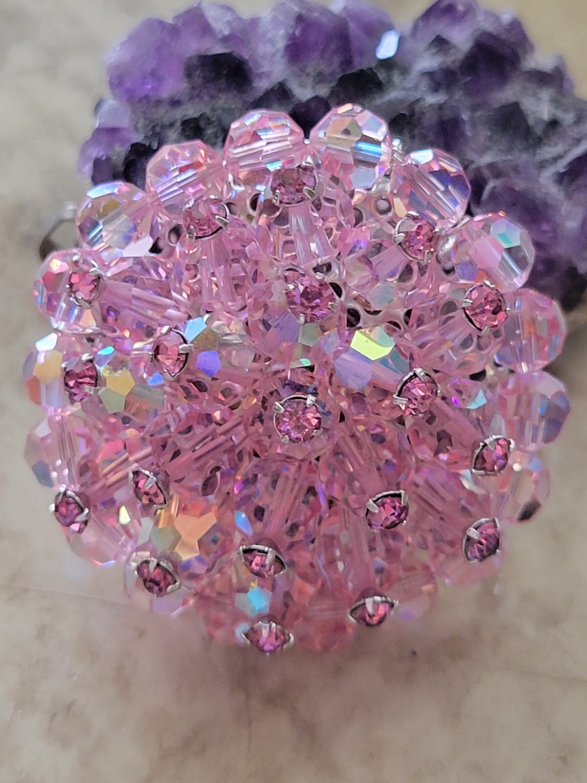 Vintage 50's Weiss Crystal Swarovski Bead Rhinest… - image 1