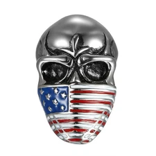 Men's American Flag Mask Skull Biker Ring Band Stainless Steel US Size 7-13