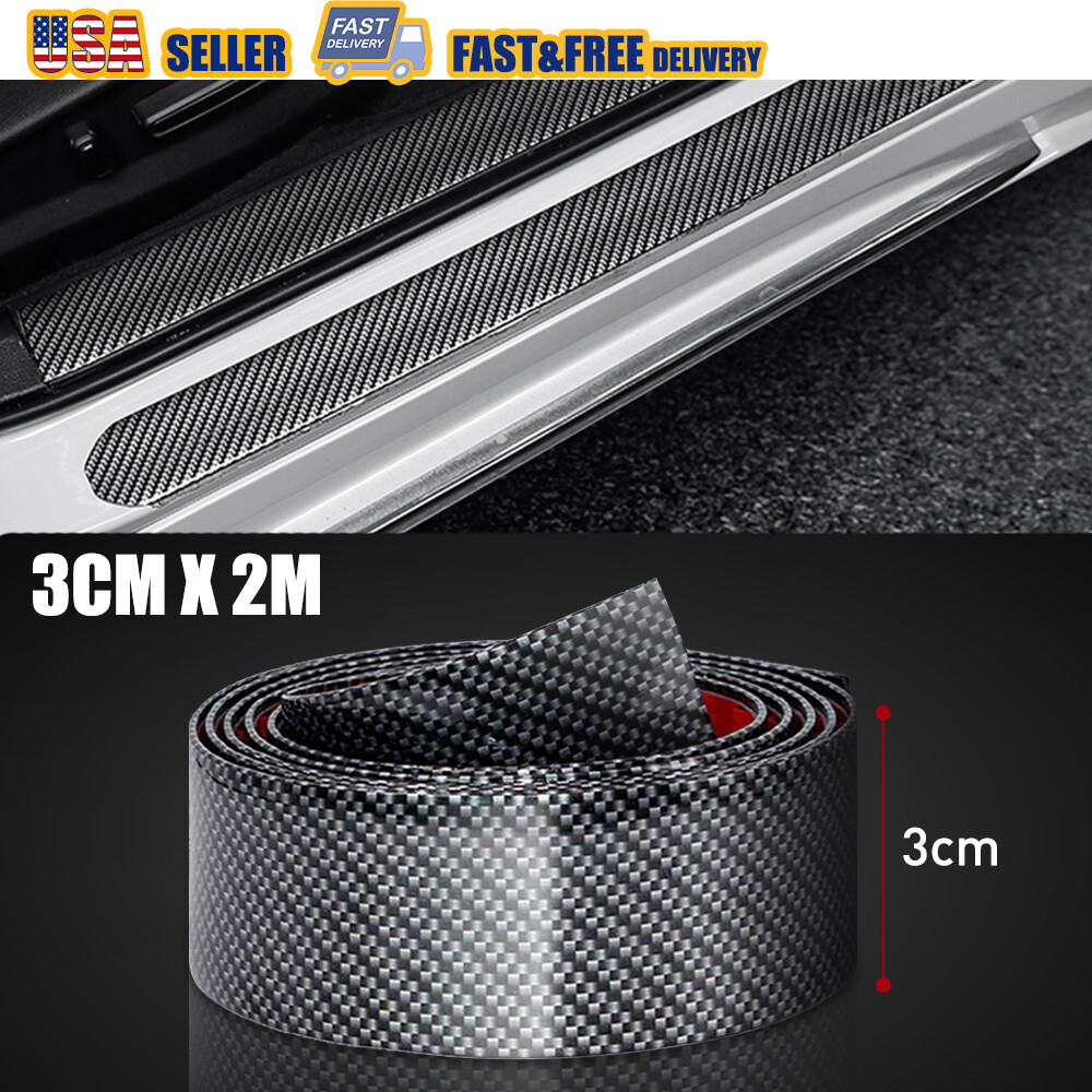 2X Universal Carbon Fiber Front Bumper Splitter Lip Strip Spoiler Side Skirt 2M