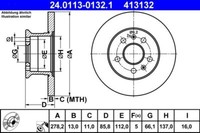 2X ATE 24.0113-0132.1 Bremsscheibe FüR VW