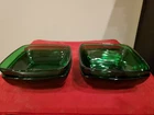 Vintage Set of 4 Anchor Hocking Forest Green Charm Berry Dessert Bowls