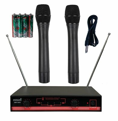 STARAUDIO 2 Channel VHF Wireless Microphone System 2CH Stage Handheld Microphone