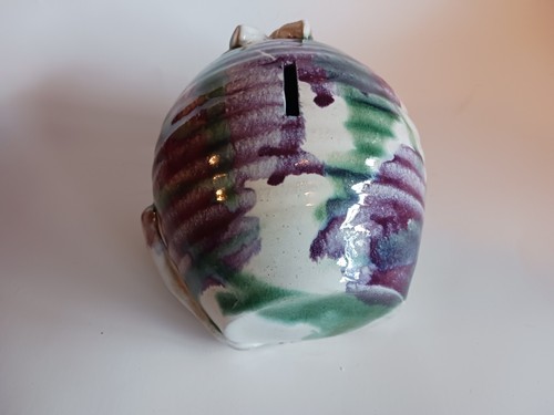 Cat Pottery Piggy Bank 6x5 Inches - Picture 3 of 8
