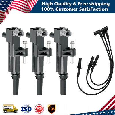 3 Ignition Coil+Plug Wire For 09-12 Jeep Liberty 09-10 Dodge Ram 1500 3.7L UF640
