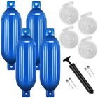 4 Ribbed Marine 6.5" X 24" Boat Fender Vinyl Bumper Dock Shield Protection Blue