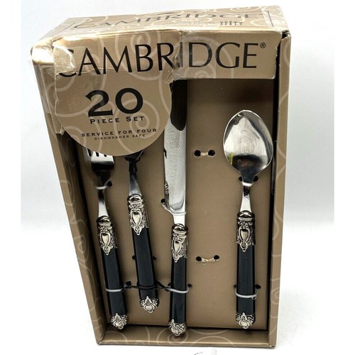 Cambridge Silversmiths neapolitanisch schwarz Silberbesteck Besteck Service 4 *LESEN*
