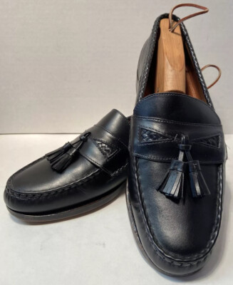 Allen Edmonds Maxfield Black Leather Tassel Loafers 9.5 B Woven Quiet Luxury Allen Edmonds Maxfield Black Leather Woven Tassel pinch  main image 4