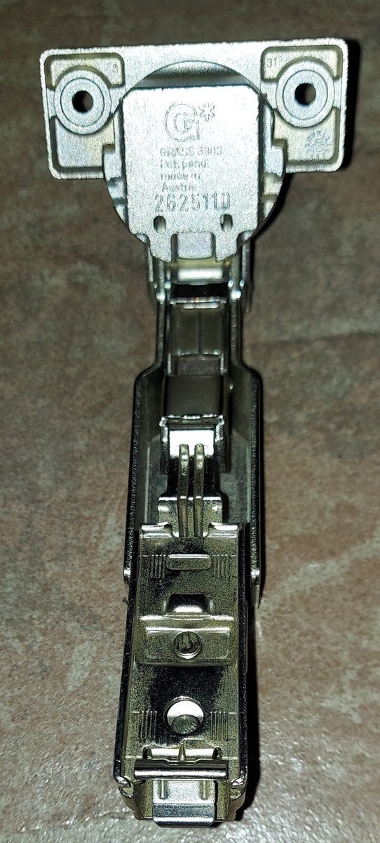 GRASS 3903/1203 Cabinet Hinge W/ 044 Plate - Self-Closing, Clip-On, Nickel Finish, Spring Loaded