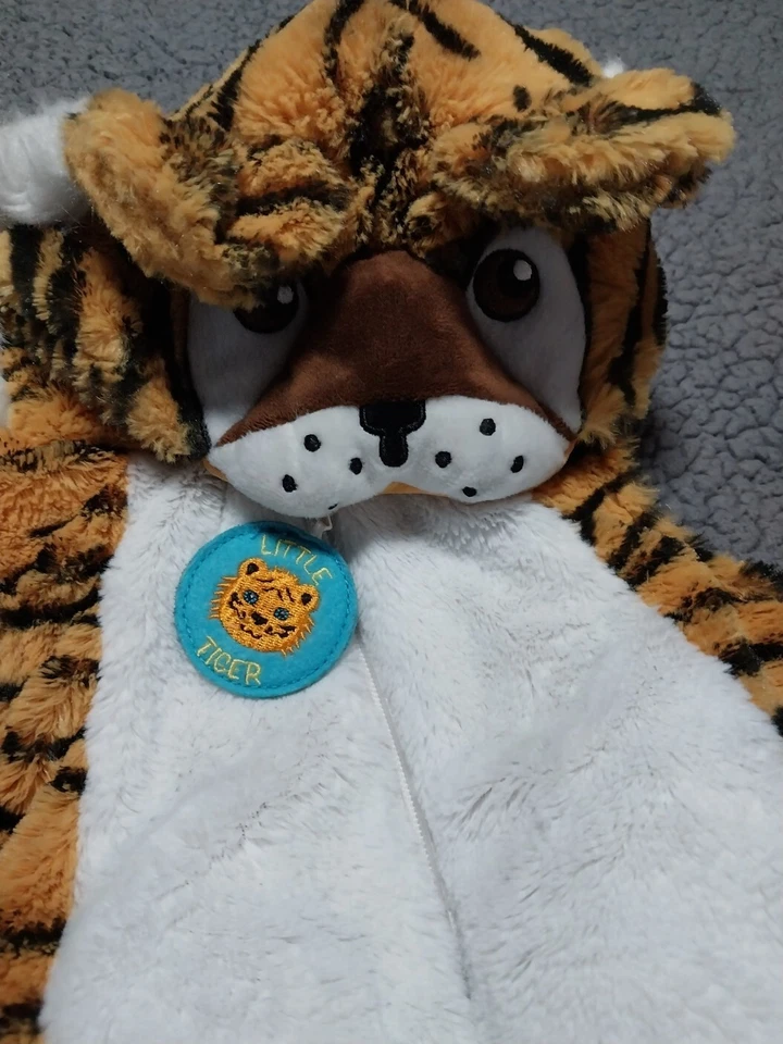 Macacão de pelúcia Tiger 1 peça marrom branco com capuz fantasia de Halloween-tamanho 3-6 meses - Imagem 2 de 4