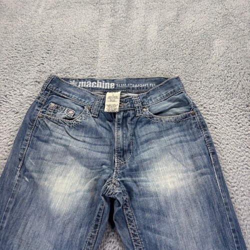 Machine Jeans Mens 30x30 Blue Light Wash Cotton Slim Straight Fit Denim Faded - Picture 2 of 9