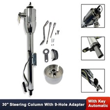 GM 30" Chrome Tilt Automatic Steering Column w/ Shift Indicator & Key & Adapter