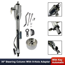 GM 30" Chrome Tilt Automatic Steering Column w/ Shift Indicator & Key & Adapter