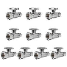 EFIELD 10 PCS 1/2" FIP X 3/8" OD 1/4 Turn Compression Straight Stop Valve