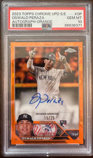 2023 Topps Chrome Sapphire Oswald Peraza Rookie Auto /25 PSA 10 ORANGE Yankees