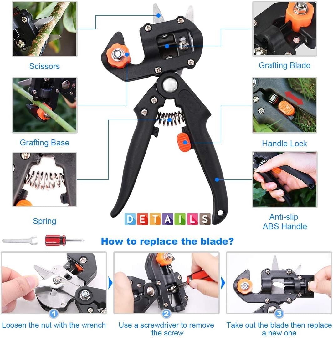 Professional Garden Fruit Tree Plant Pruning Shears Grafting Cutting Tool Kit