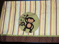 LAMBS IVY MONKEY VALANCE STRIPE GREEN BROWN YELLOW 58 X 16