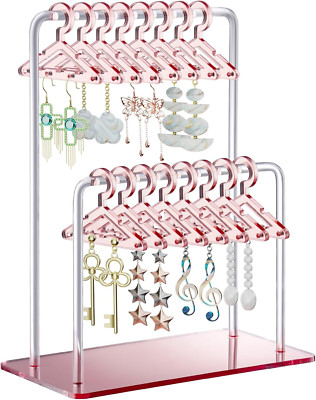 Nihome Acrylic Earring Holder with Unique Double-Tiered Design, Cute Miniature C