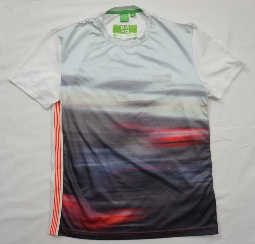 HUGO BOSS TEAM MCLAREN 1 MEN L POLYESTER WHITE/STRIPE T-SHIRT | eBay