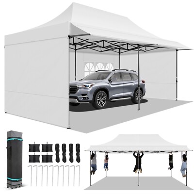 10x20ft Pop up Canopy Tent with Awning Heavy Duty Outdoor Vendors Party Gazebo ！