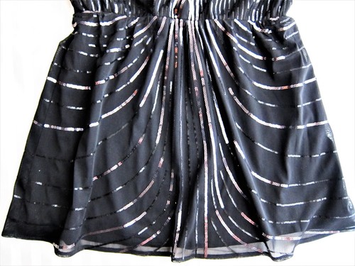 Express Party Black Top Blouse Size L Sequins Embellished Spaghetti Strap Lined - Picture 13 of 16