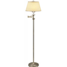 Traditional Antique Brass Swing Arm Floor Lamp with Cream Shade by Happy Home...
