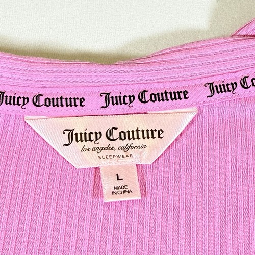 Juicy Couture Womens Embellished Rhinestone Ribbed Robe NWT Pink Wms Large - Picture 9 of 14