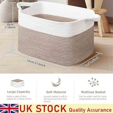 Large Woven Rope Storage Basket, Blanket Basket For Clothes Bedding Storage UK