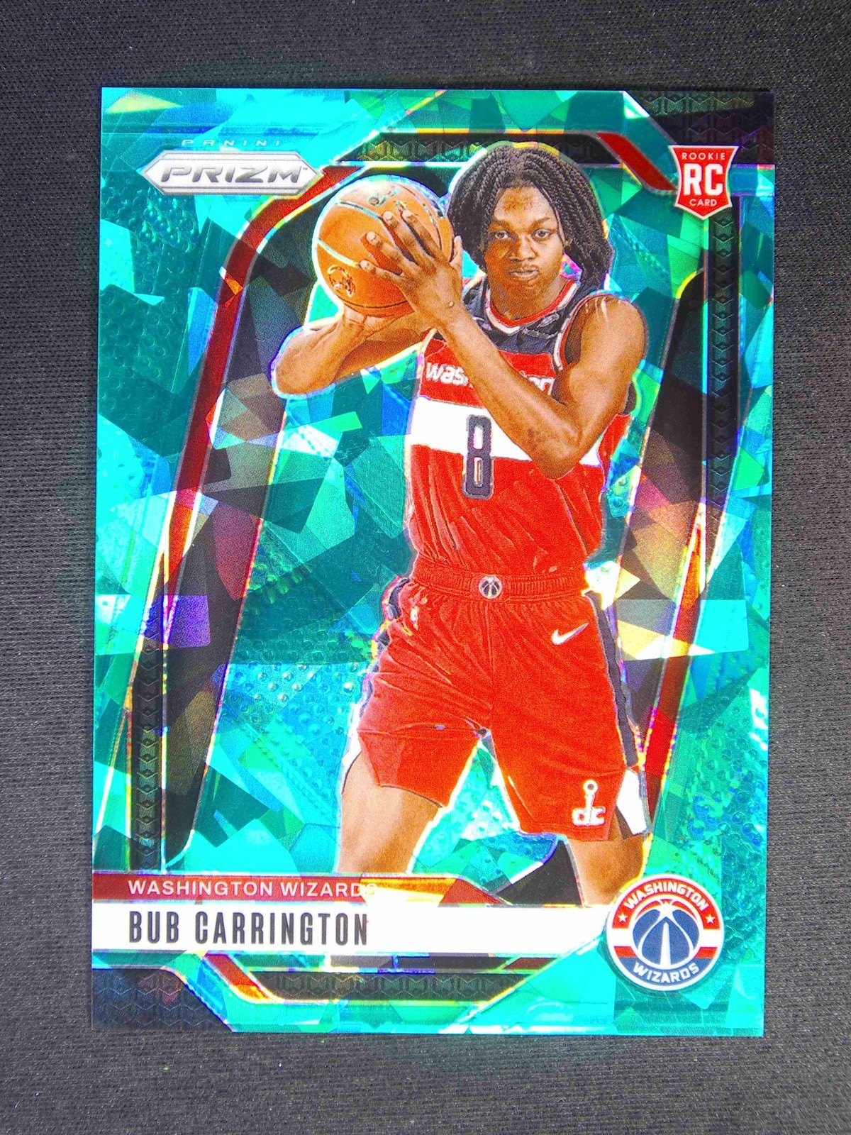 2024-25 Panini Prizm Bub Carrington #244 RC Rookie Teal Ice /225